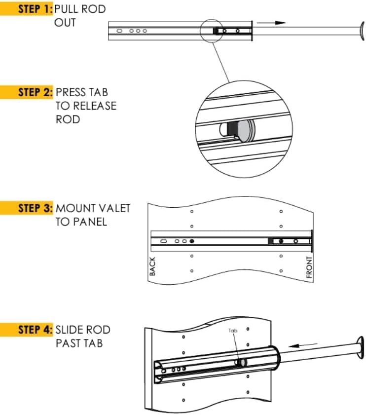 Kitchen Inventions TAG Hardware Premium 14 1/8 Inch Long Expendible Pullout Closet Wardrobe Valet Rod (Matte Gold) - Image 3